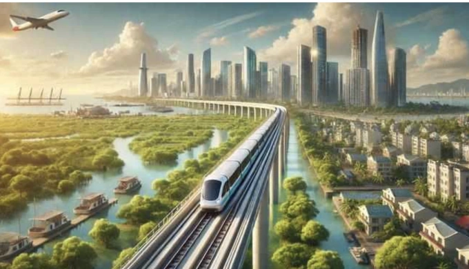 Minh họa dự án đường sắt Bến Thành - Cần Giờ. Ảnh: VinSpeed