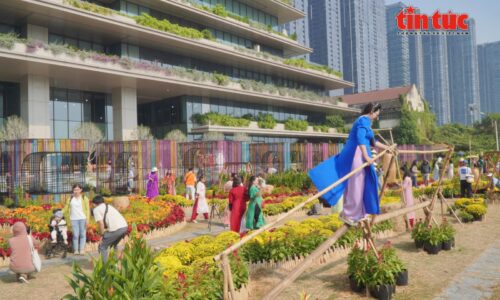 Vườn hoa xuân ven sông Sài Gòn rực rỡ ‘hút’ khách check-in